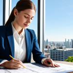 **

"A professional female architect, fully clothed in modest, stylish business attire, reviewing blueprints in a bright, modern office space with large windows overlooking a cityscape. Natural lighting, safe for work, appropriate content, perfect anatomy, correct proportions, well-formed hands, proper finger count, family-friendly, professional."

**