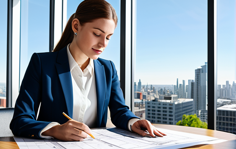 **
"A professional female architect, fully clothed in modest, stylish business attire, reviewing blueprints in a bright, modern office space with large windows overlooking a cityscape. Natural lighting, safe for work, appropriate content, perfect anatomy, correct proportions, well-formed hands, proper finger count, family-friendly, professional."
**