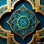 Home 21 AI 이미지 생성의 사회적 영향 - A vibrant and intricate digital artwork showcasing an imaginative fusion of traditional Arabic calli...